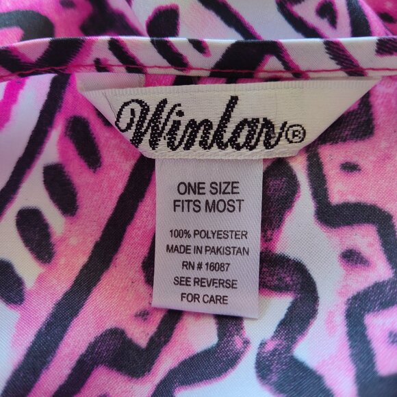 WINLAR Minka Pink Goddess Bohemian Geometric Tribal Print Kaftan Caftan OSFM - Picture 6 of 6